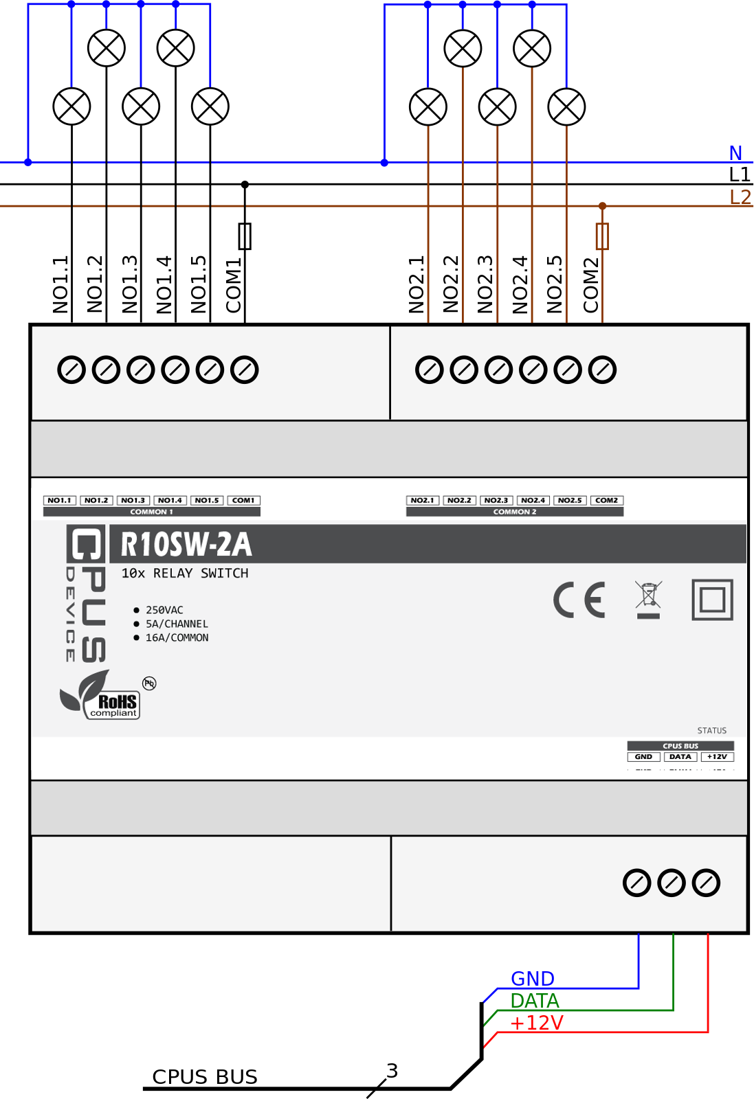 Príklad zapojenia R10SW-2A